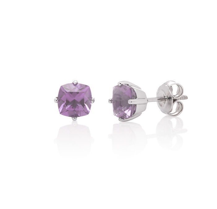 Zlatne minđuše sa "cushion cut" ametistom
