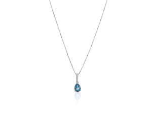 Zlatna ogrlica sa 0,88ct pear shape London plavim topazom i 0,04ct dijamantima - Slika 2