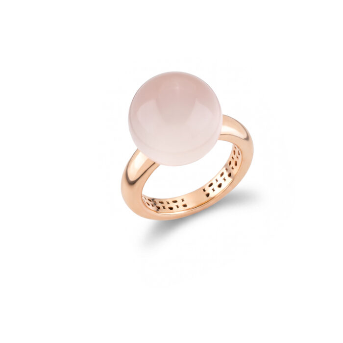 Gioielliamo prsten sa cabochon roze kvarcom, 18K