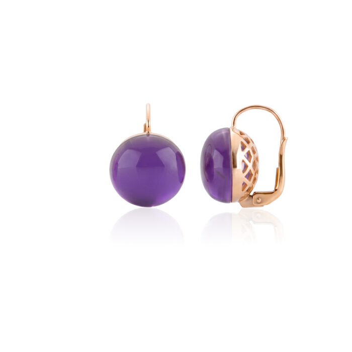 Gioielliamo minđuše sa cabochon ametistom, 18K
