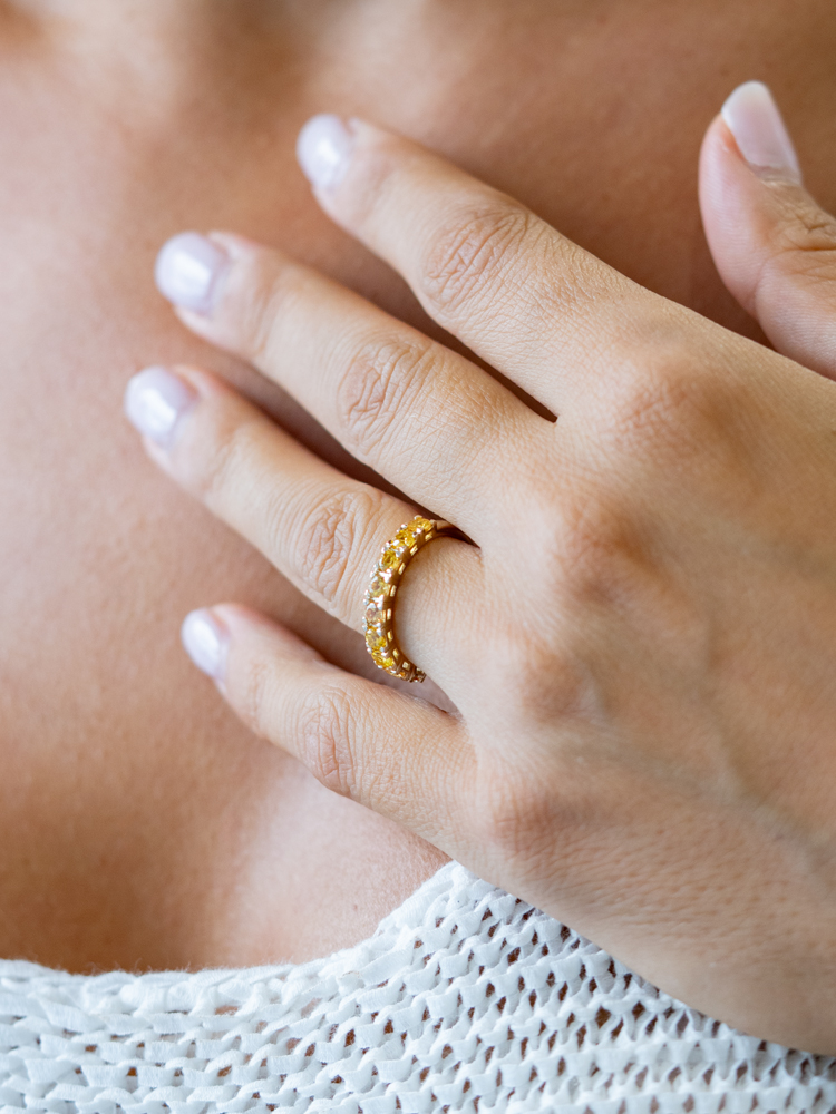 Zlatni prsten sa fancy safirima 1,17 ct - Slika 2